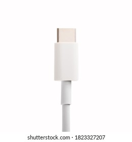 USB Type C Cable On White Background