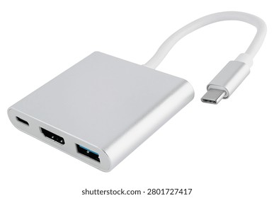 USB Type-C adapter on a white background, isolated.