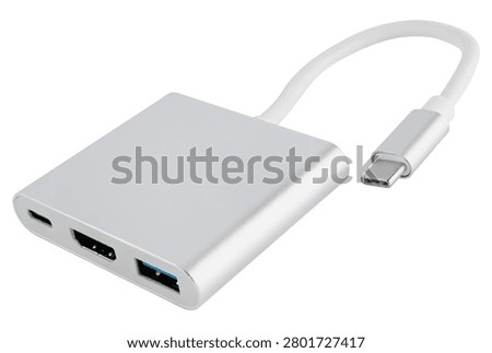 USB Type-C adapter on a white background, isolated.