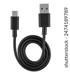 USB and Type-C cable, on white background in insulation