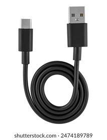 USB and Type-C cable, on white background in insulation