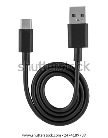 USB and Type-C cable, on white background in insulation