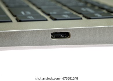 USB Type-C on new laptop, USB Type-C (USB C) or USB 3.1 port to connect new computers, laptops, tablets and smartphones to efficiently transfer data up to 10 Gigabits per second (10Gbps).