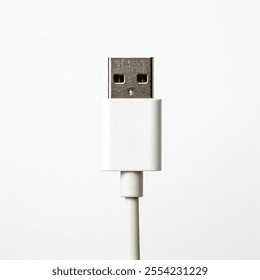 usb type-c plug and cable on white, Isolate usb plug, Isolate old or used usb plug on white background, USB plug white cable closeup isolated on white background