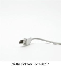 usb type-c plug and cable on white, Isolate usb plug, Isolate old or used usb plug on white background, USB plug white cable closeup isolated on white background