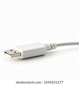 usb type-c plug and cable on white, Isolate usb plug, Isolate old or used usb plug on white background, USB plug white cable closeup isolated on white background