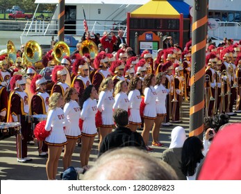 USC Southern Cal California Marching Band And Song Cheerleaders Performing At Navy Pier, Chicago The Day Prior To Notre Dame's Homecoming Game, October 21, 2011