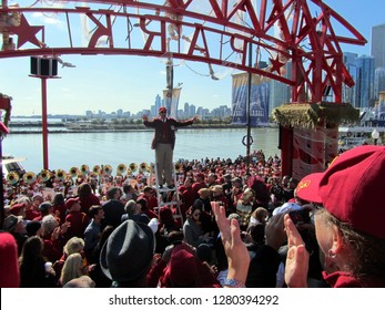 USC University Of Southern California Band Director At Navy Pier Conducting The Marching Band, Chicago The Day Prior To Notre Dame's Homecoming Game, October 21, 2011