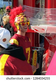 USC University Of Southern California Trojan Fan Dressed Up At Navy Pier, Chicago The Day Prior To Notre Dame's Homecoming Game, October 21, 2011