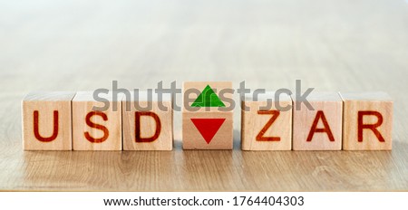 usd zar concept. wooden blocks with the names of trading instruments in the foreign exchange market