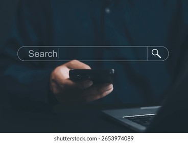 Use technology on the computer mobile phones and laptops to search for information and content on the internet online websites Ideas for increasing business efficiency in data, media and social media