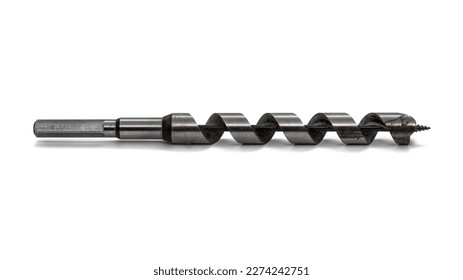 Used Auger drill bit isolated on white background