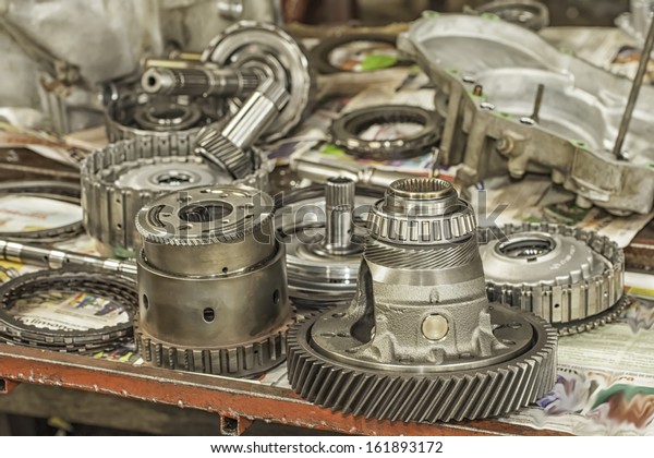 Used Automatic Transmission Parts On Workbench Stock Photo Edit