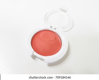 Used Blush Cream On White Background