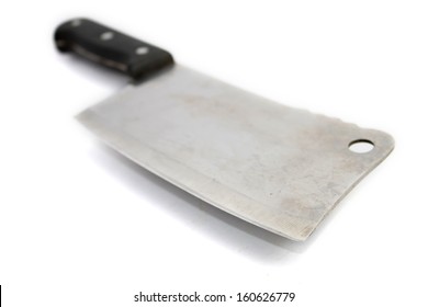 Used Butcher Knife Isolated On White