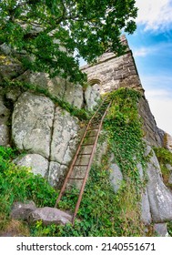 Used by visitors to climb to the top of the prominent landmark and large granite rock outcrop,to see the tower and ancient chapel ruins, in the central Cornish countryside.