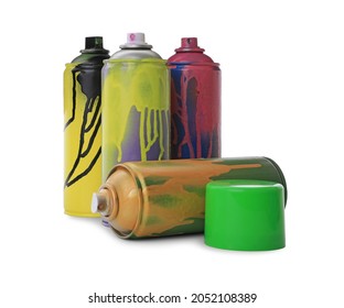 Used cans of spray paints on white background. Graffiti supplies - Powered by Shutterstock