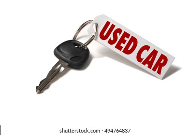 Used Car Key Tag On White