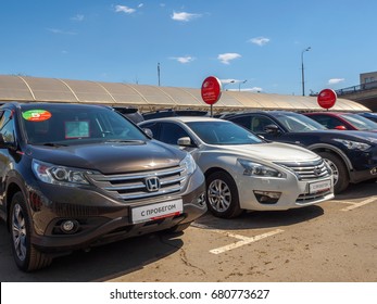 Used Car Parking For Sale. Trade In Cars. Russia, Moscow, May 2017.