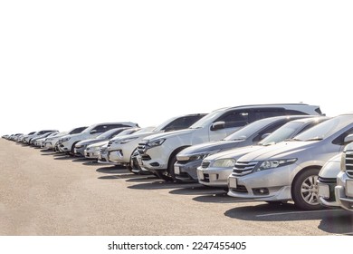 Lot of used car for sales in stock isolated - Shutterstock ID 2247455405