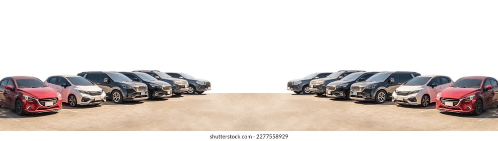 Lot of used car for sales in stock isolated - Shutterstock ID 2277558929