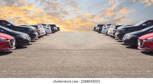 Lot of used car for sales in stock with sky and clouds - Shutterstock ID 2288043023