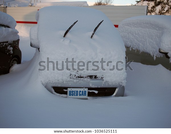 used car for sell\
parking hidden by snow 