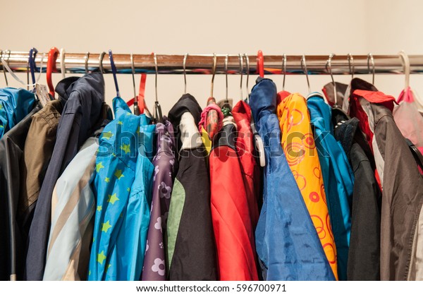 Used Childrens Clothes Sale Bazaar Stock Photo Edit Now 596700971