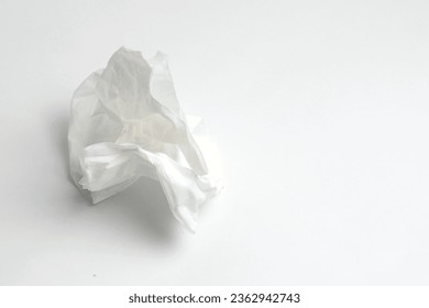 Used crumpled paper tissues on white background. - Shutterstock ID 2362942743