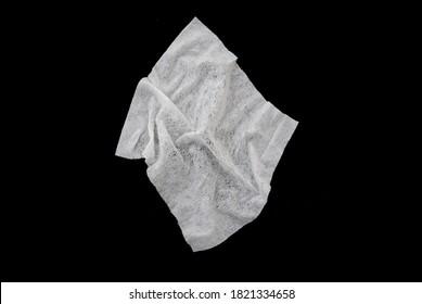 Used Crumpled Paper Towel Or Napkin Isolated On Black