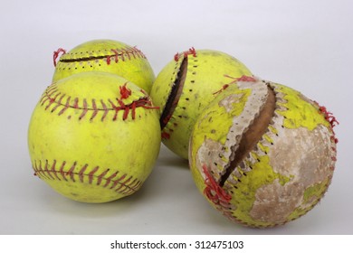 Used, Damage, Worn Out Softball Ball