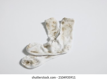 Used Dirty And Stained White Socks