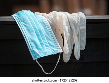 Used And Discarded Medical Personal Protective Equipment Also Known As PPE