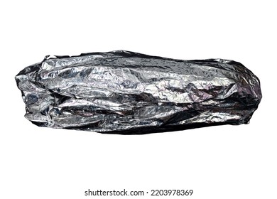 Used Food Wrap Foil Isolated On White Background