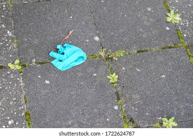 Used Latex Gloves Abandoned In The Street