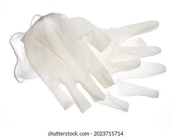 Used Latex Gloves Transparent On White Background