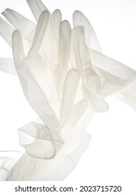 Used Latex Gloves Transparent On White Background