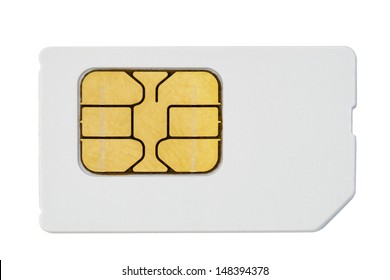 Used Mobile Phone Sim Card Macro Isolated On White