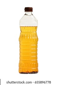 Used Palm Oil In Bottle Isolated On White Background