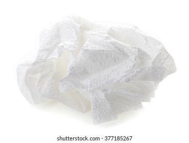 Used Paper Napkin Isolated On White Background