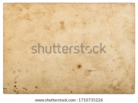 Used paper sheet. Old cardboard isolated on white background