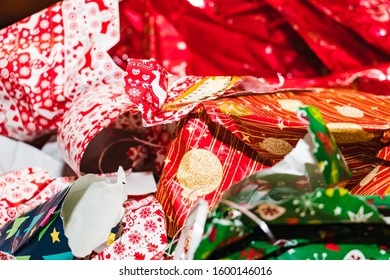 Used And Ragged Christmas Wrapping Paper