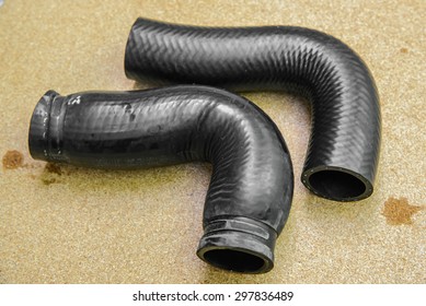 Used Rubber Hose Tube Isolated VS New Rubber Hose Tube Isolated, Coolant System In Car