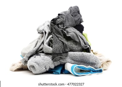 Used Socks Isolated On A White Background