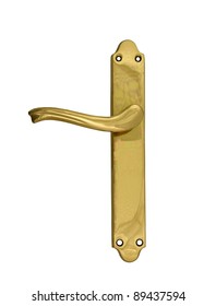 Used Tarnished Brass Handle On A White Background