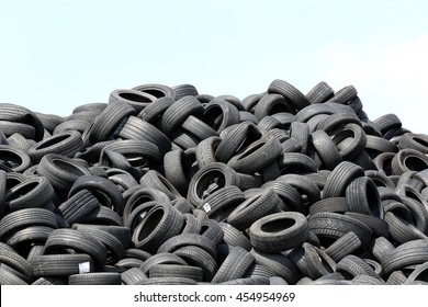 used tires at recycling yard