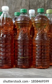 Used Vegetable Oil In Bottle.