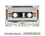 used vintage audio tape cassette isolated, a symbol of 80s, 90s period