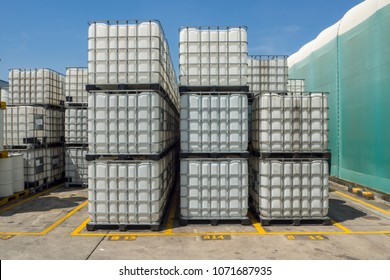Used white color IBC at outside of building. - Shutterstock ID 1071687935