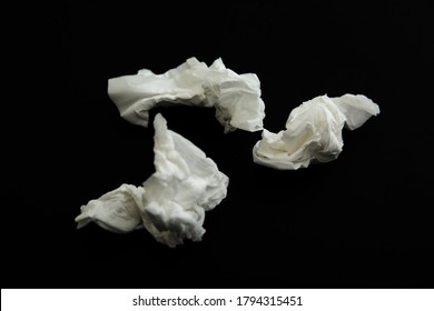 Used White Paper Tissues On Black Background